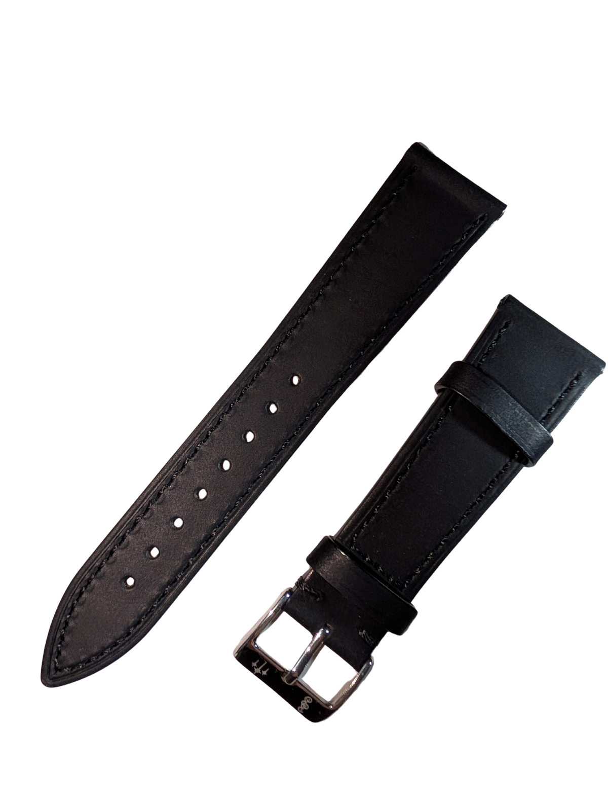 22mm Black Leather with Silver Buckle