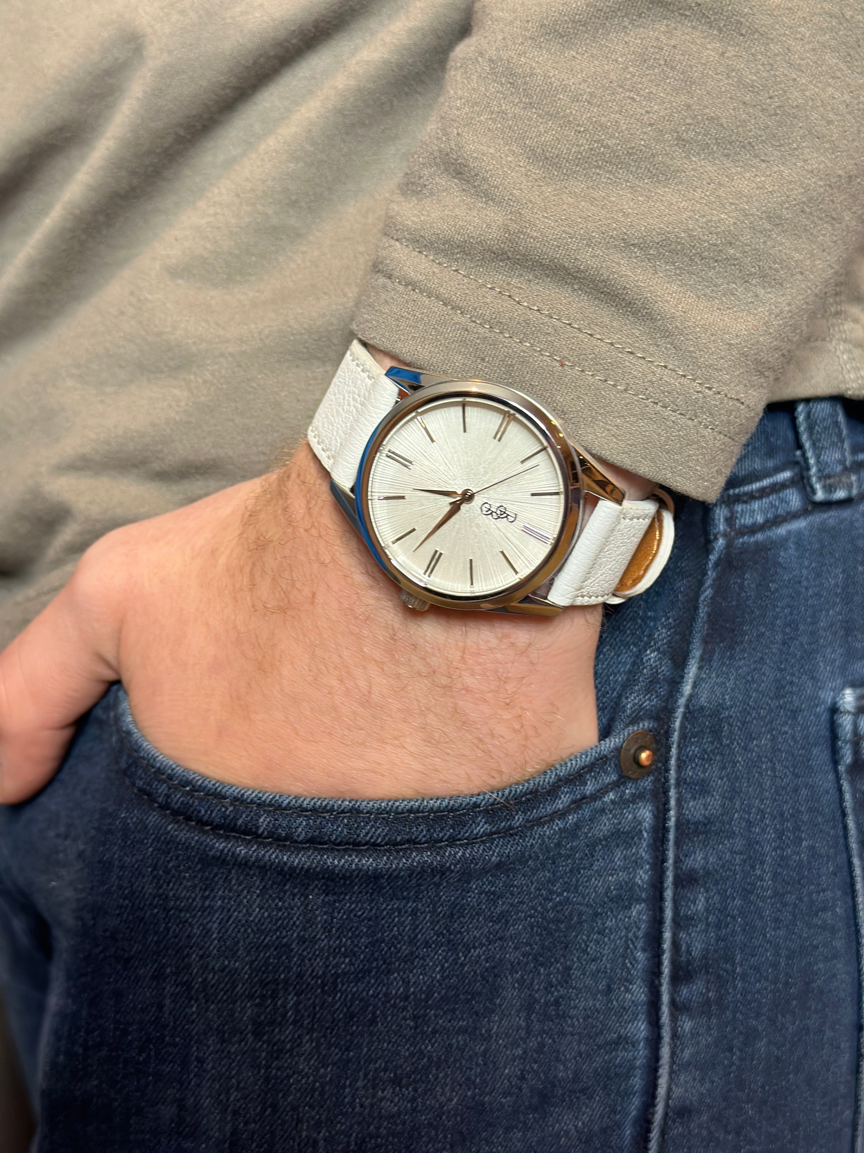 The Beyond Boring Watch Company 39mm White Sunburst