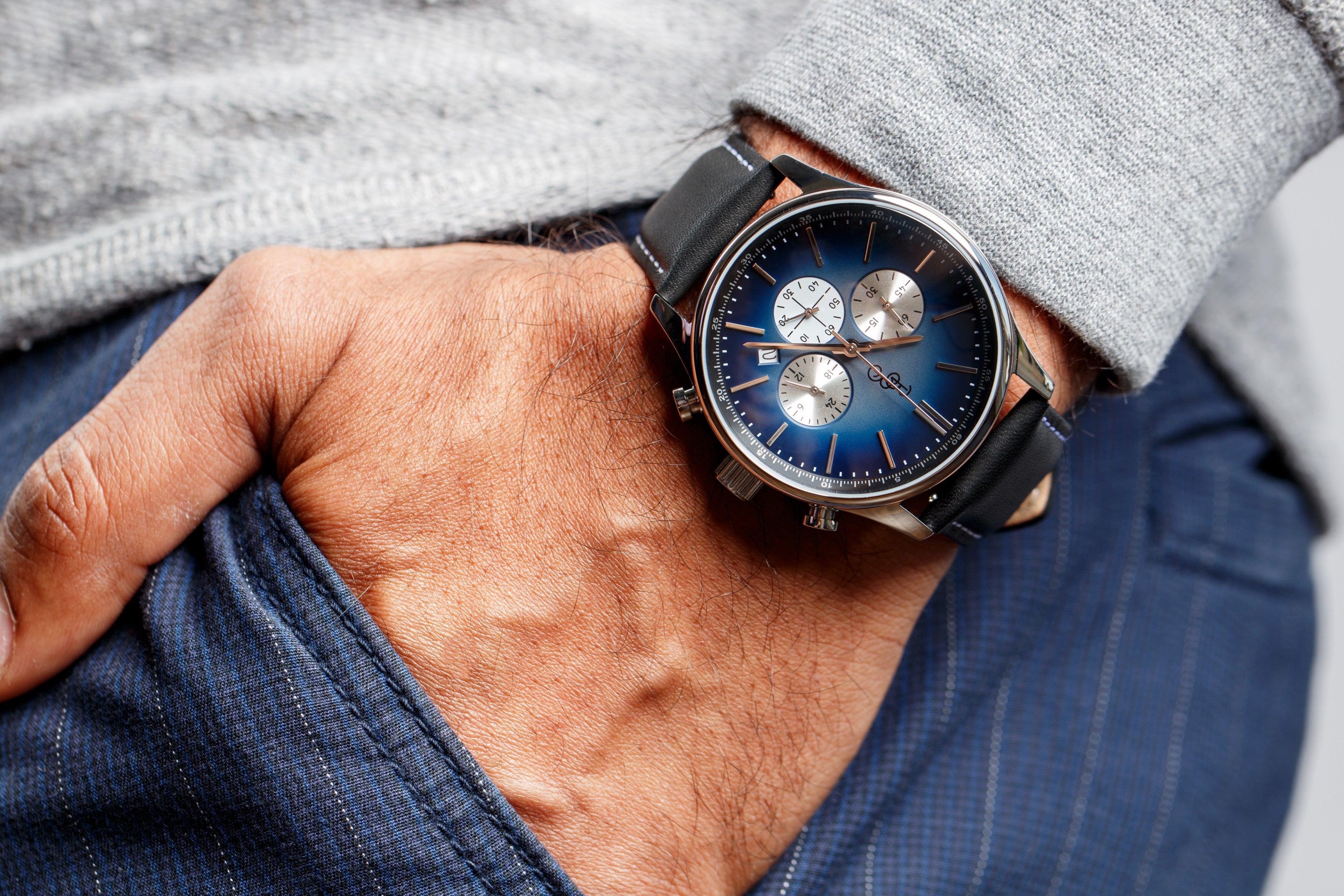 The Beyond Boring Watch Company 41mm Blue Retro Chronograph
