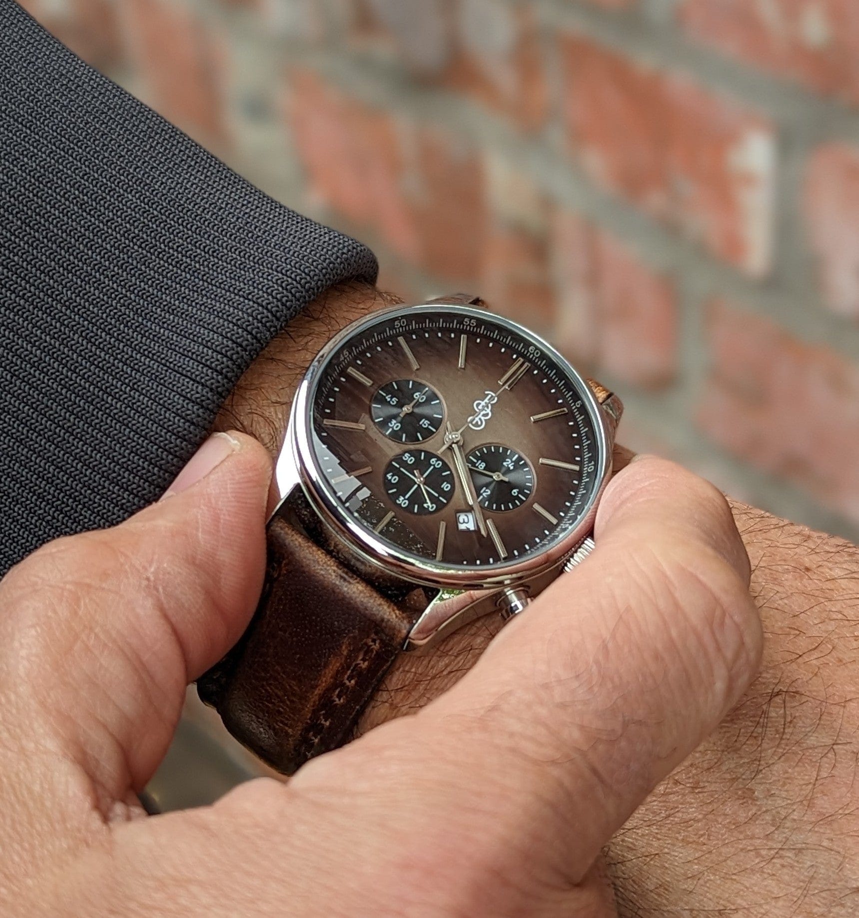 The Beyond Boring Watch Company 41mm Brown Retro Chronograph