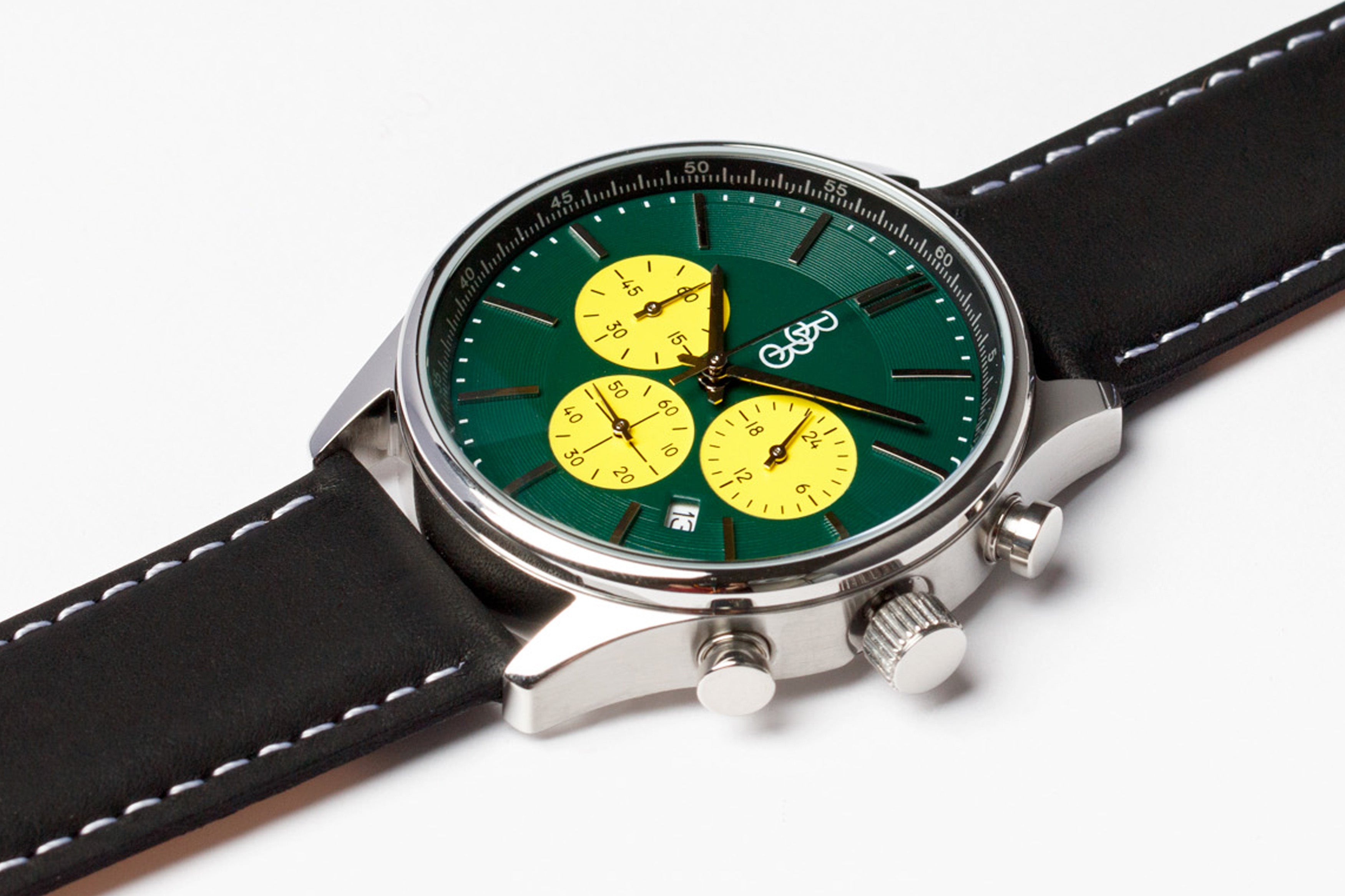 The Beyond Boring Watch Company 41mm Green and Yellow Chronograph