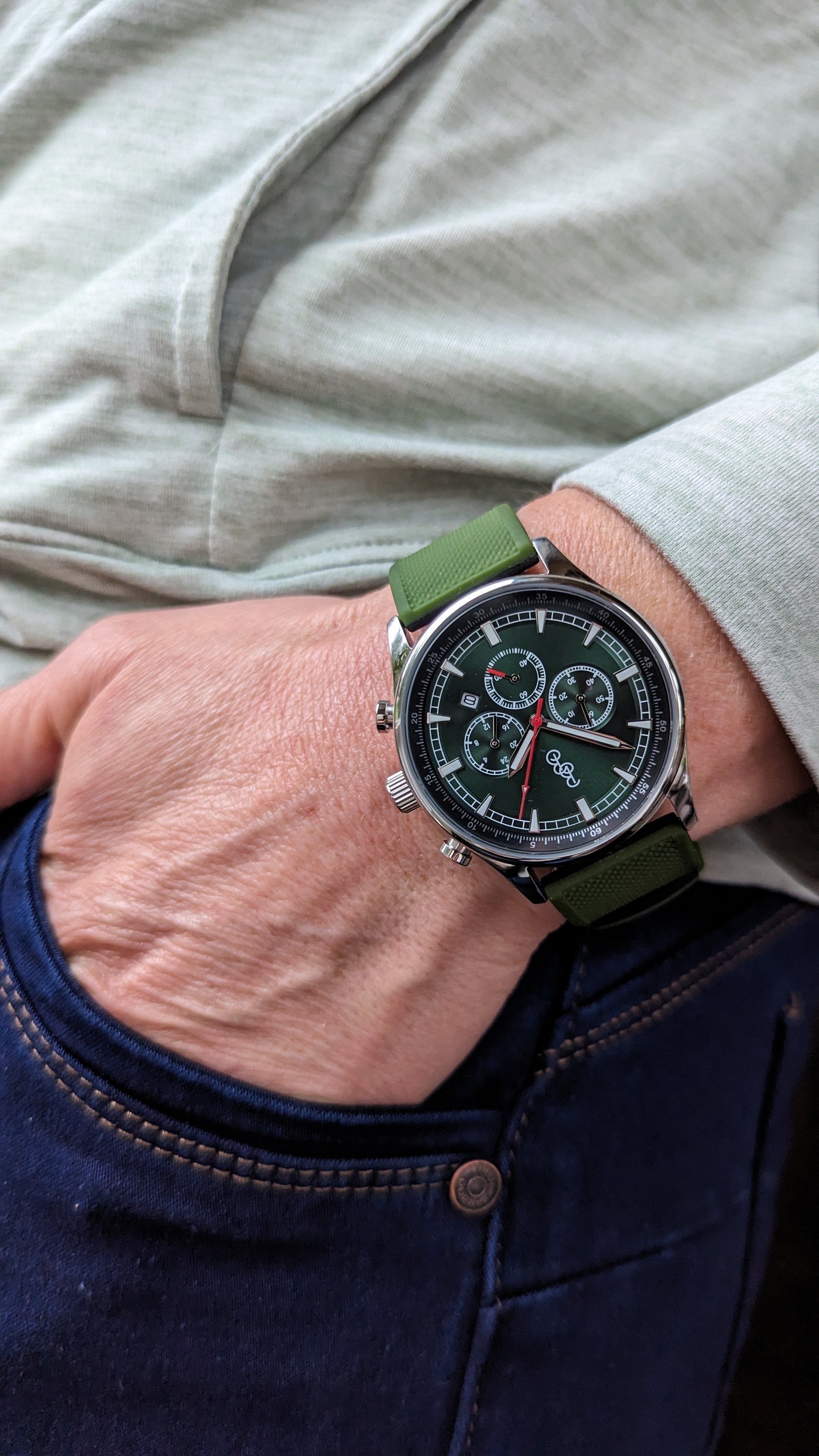 The Beyond Boring Watch Company 41mm Green Sport Chronograph