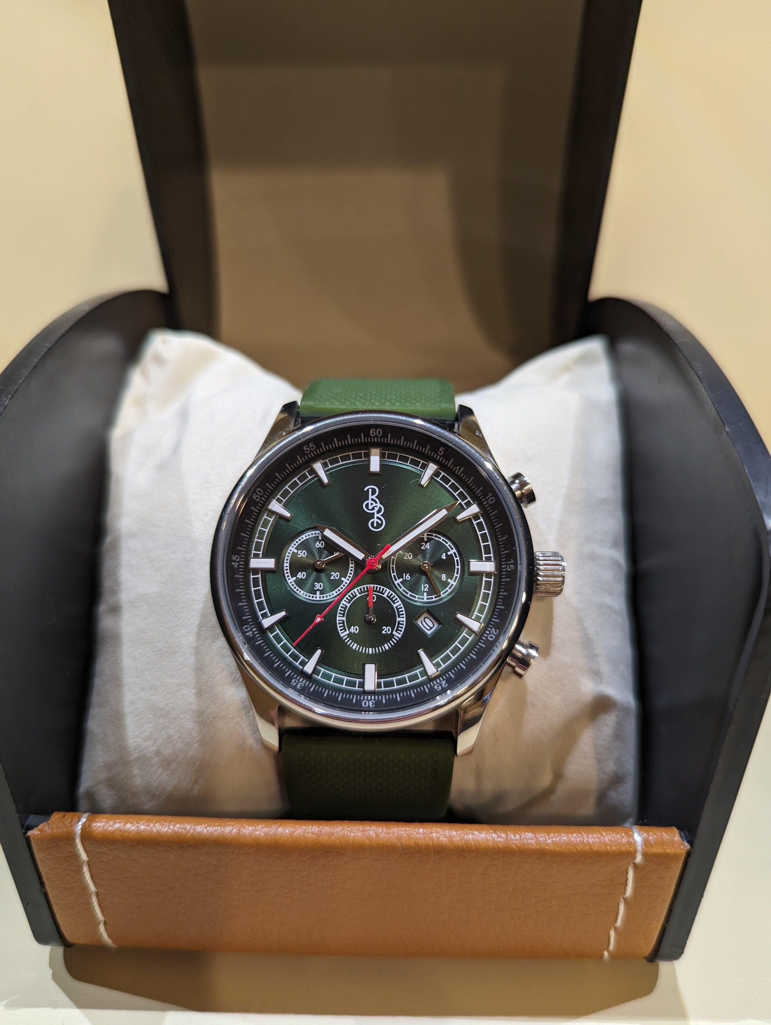 The Beyond Boring Watch Company 41mm Green Sport Chronograph