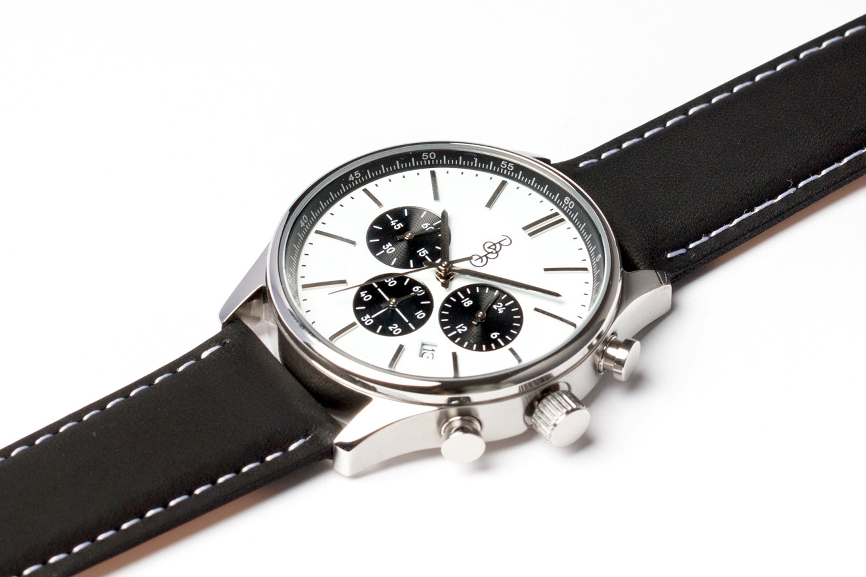 The Beyond Boring Watch Company 41mm White and Black Chronograph