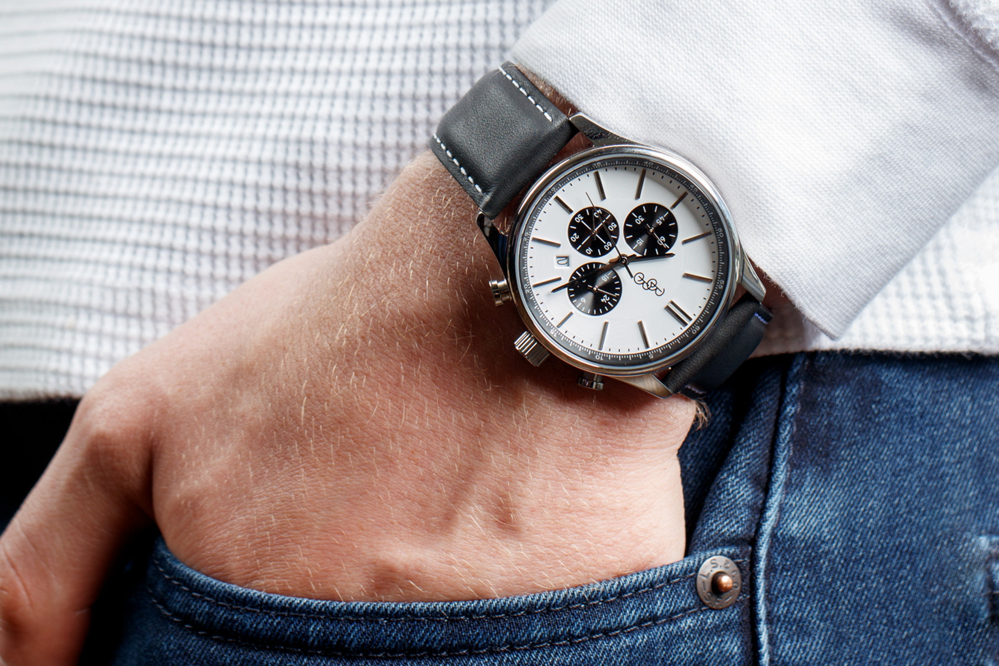 The Beyond Boring Watch Company 41mm White and Black Chronograph