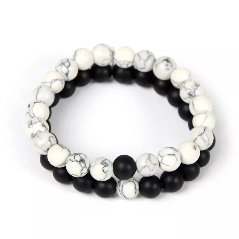 The Beyond Boring Watch Company 8mm Black and White Natural Stone Bracelet