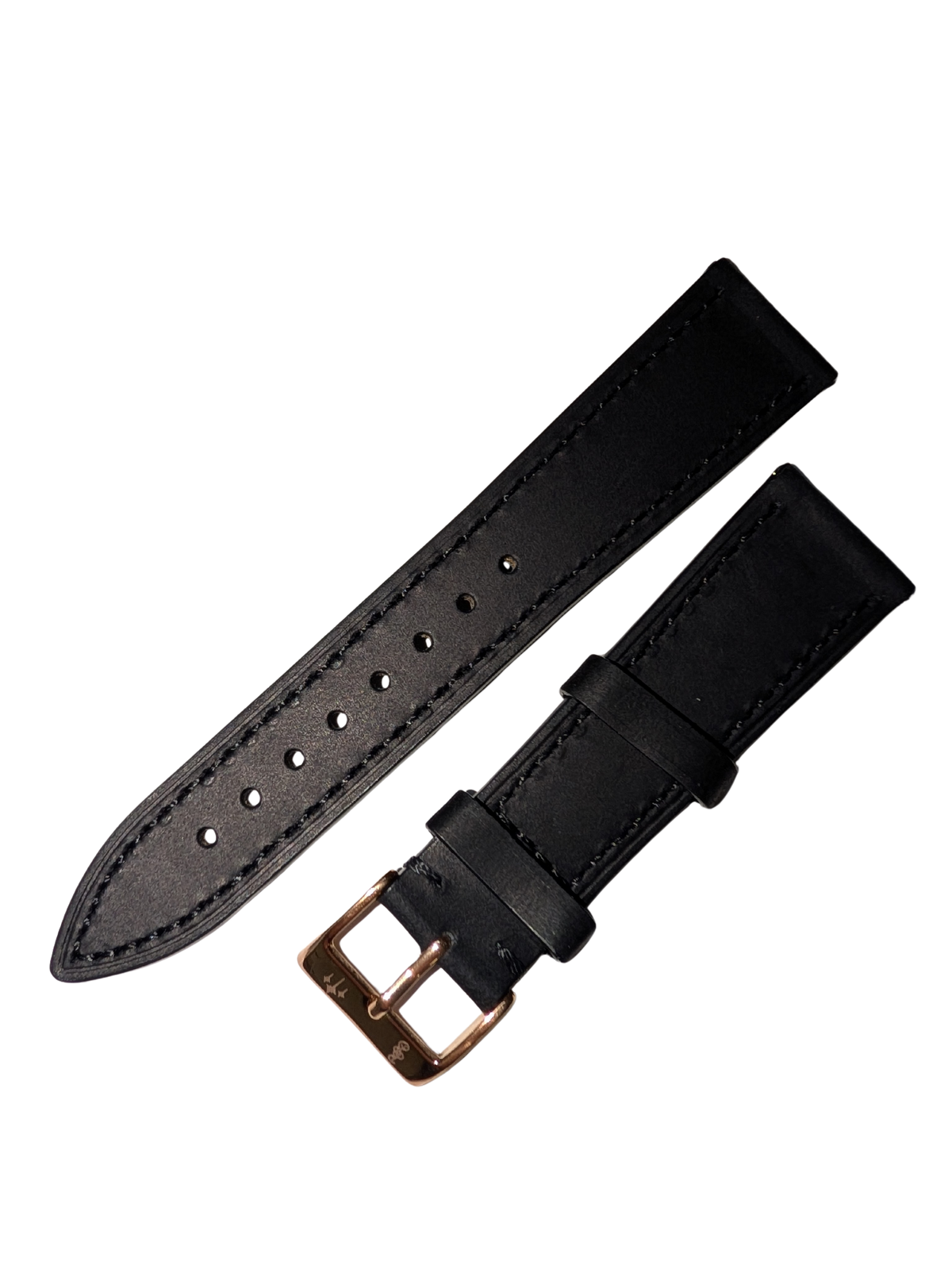 22mm Black Leather with Rose Gold Buckle