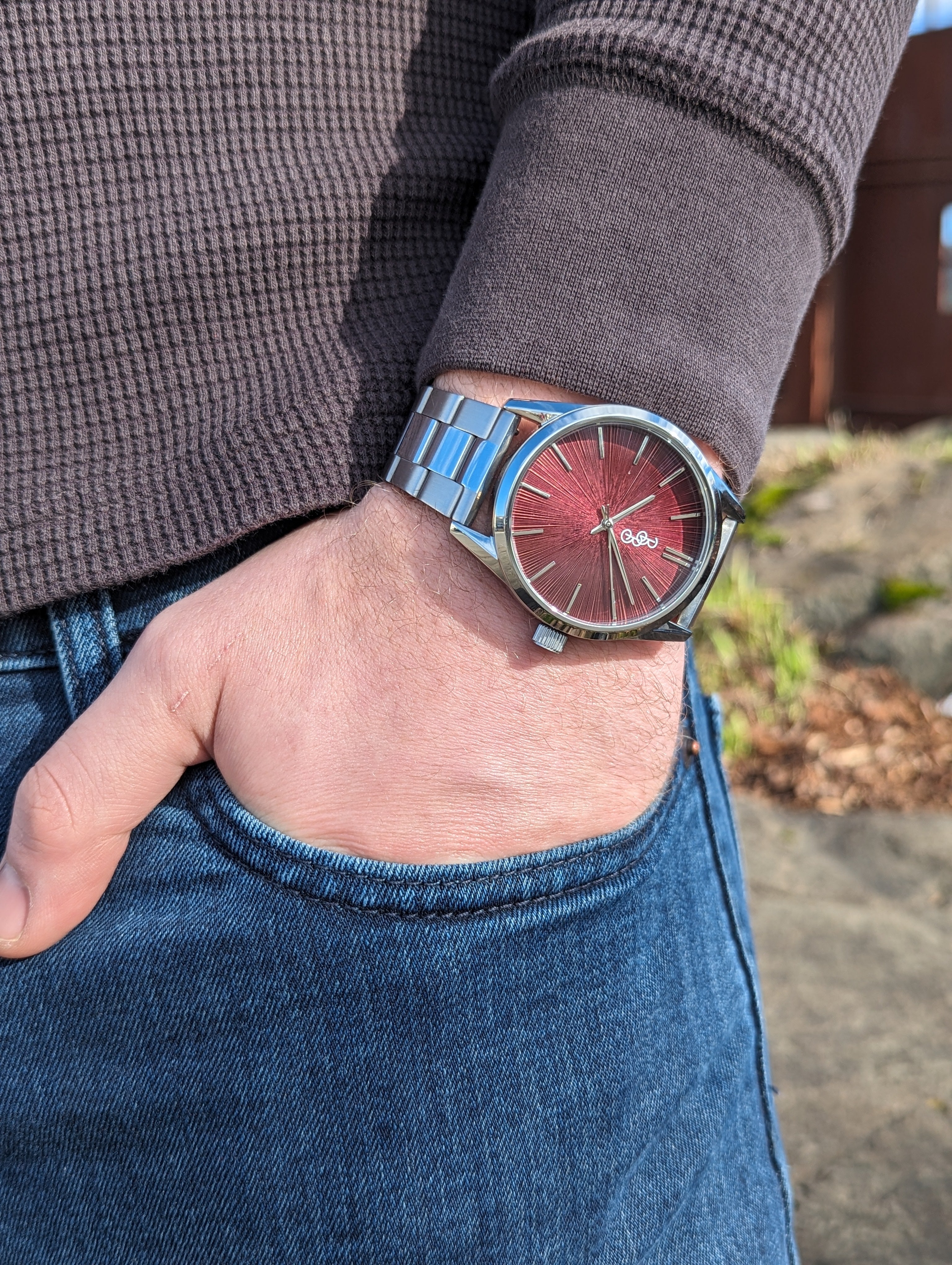 Burgundy Sunburst Watch