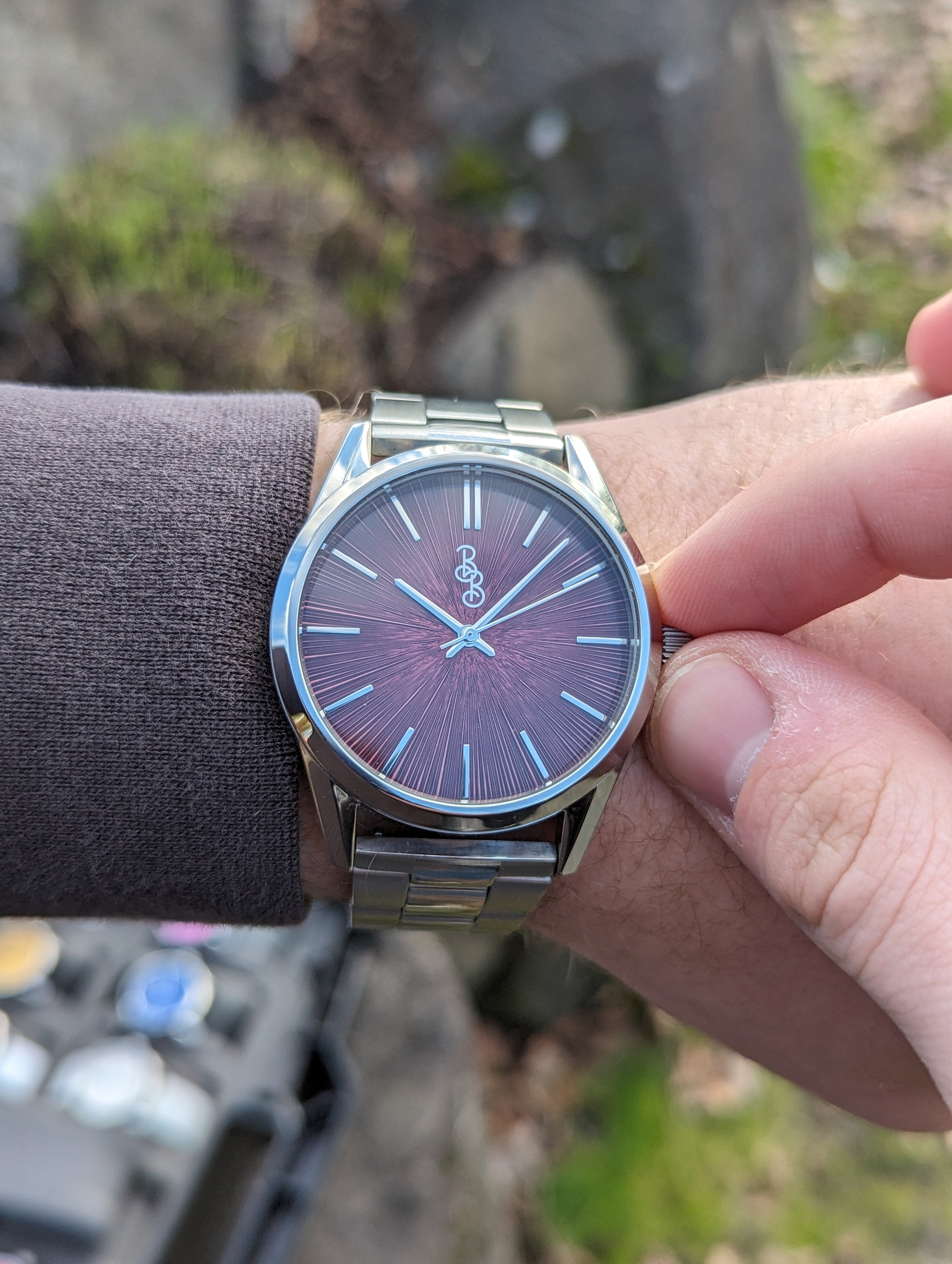 Burgundy Sunburst Watch