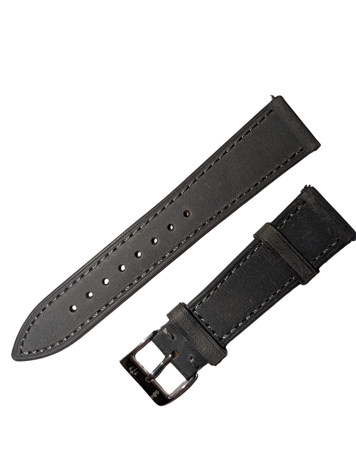 22mm Gray Leather Strap with Silver Buckle