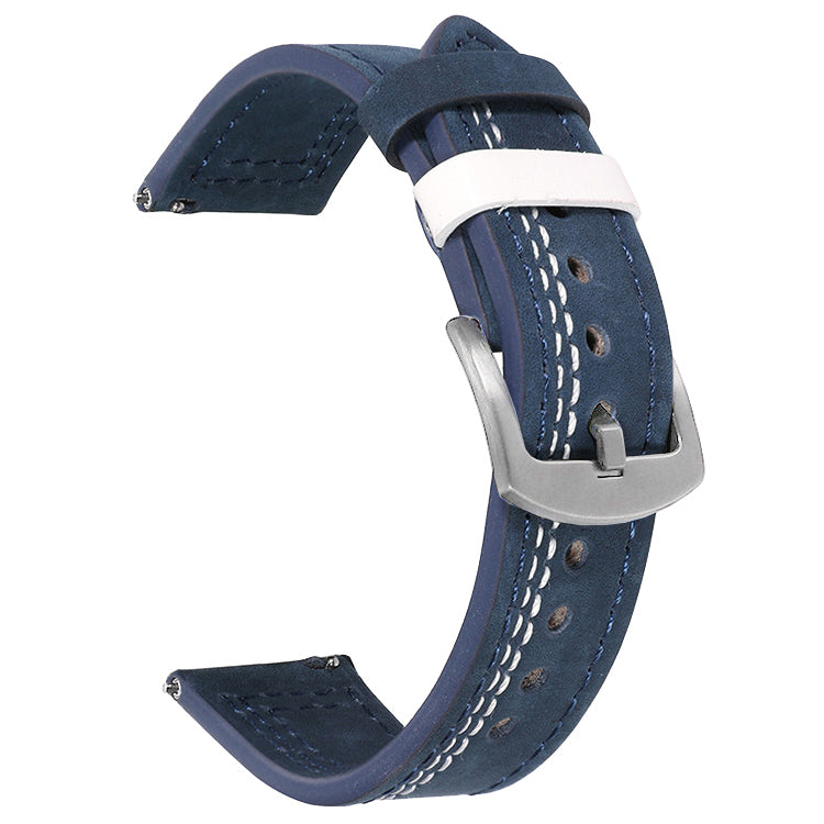 The Beyond Boring Watch Company 20mm Blue Leather with White Double Stitching