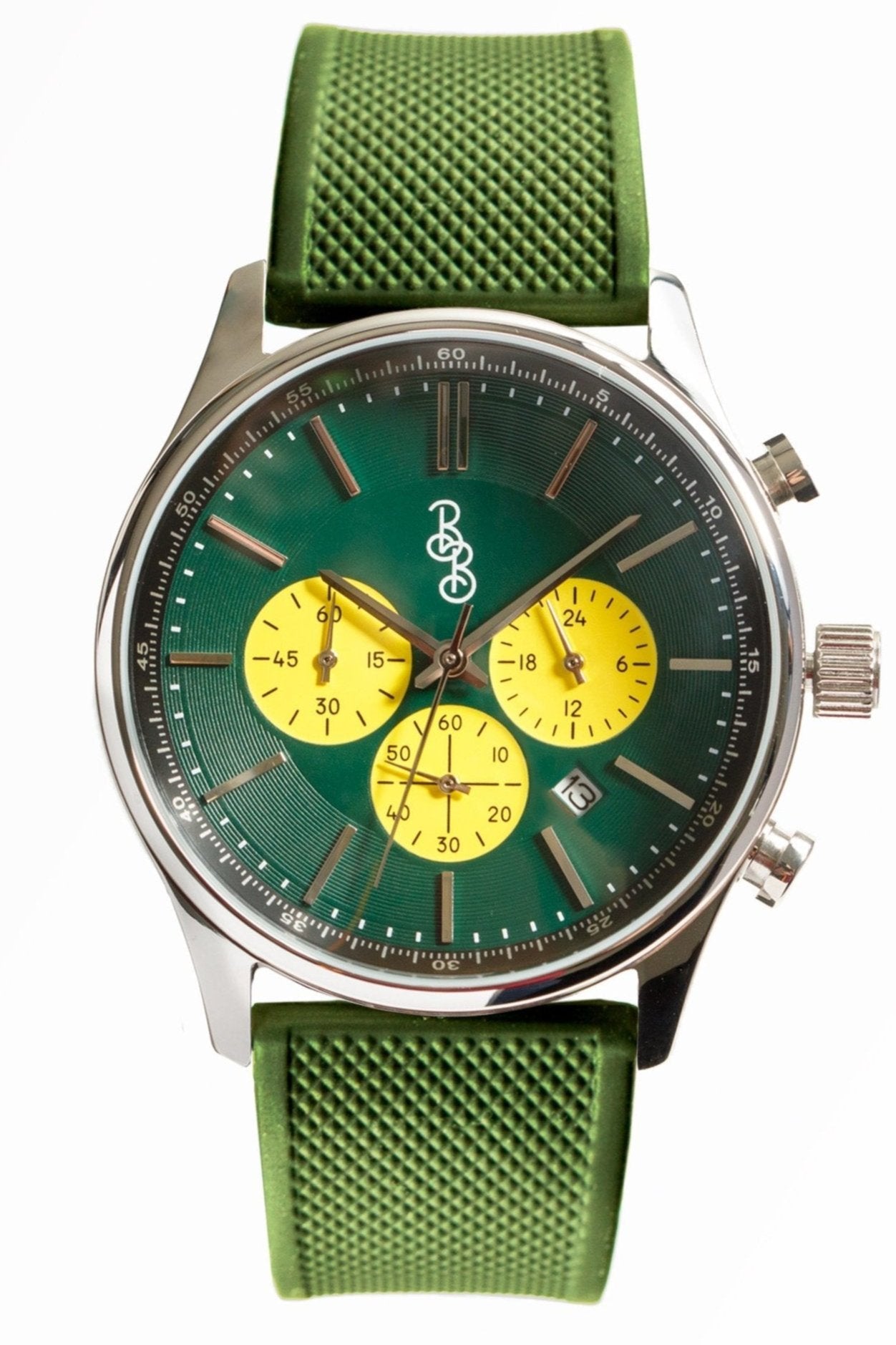 The Beyond Boring Watch Company 41mm Green and Yellow Chronograph