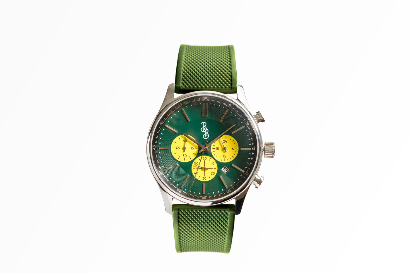 The Beyond Boring Watch Company 41mm Green and Yellow Chronograph