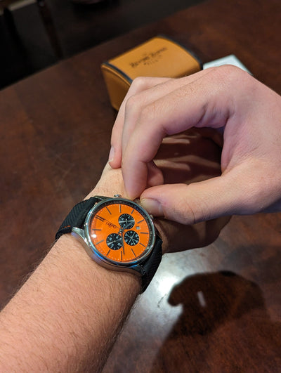 The Beyond Boring Watch Company 41mm Orange and Black Chronograph
