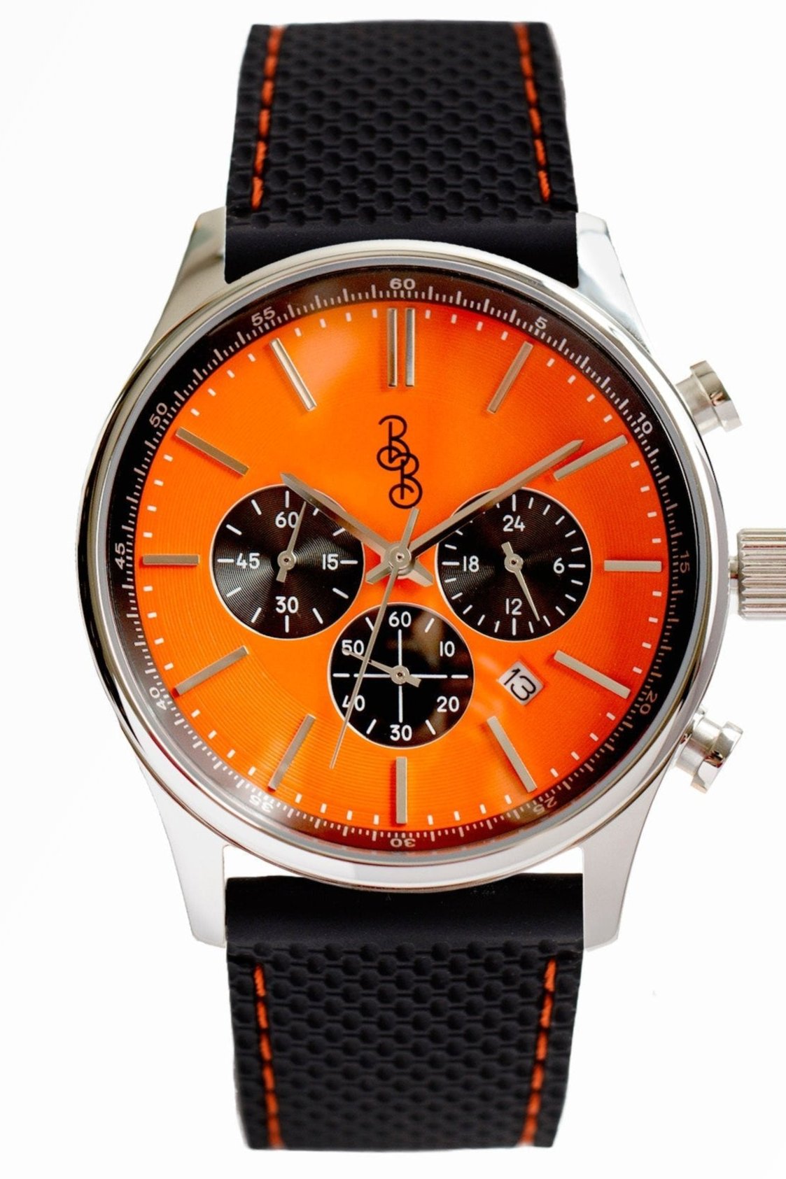 The Beyond Boring Watch Company 41mm Orange and Black Chronograph