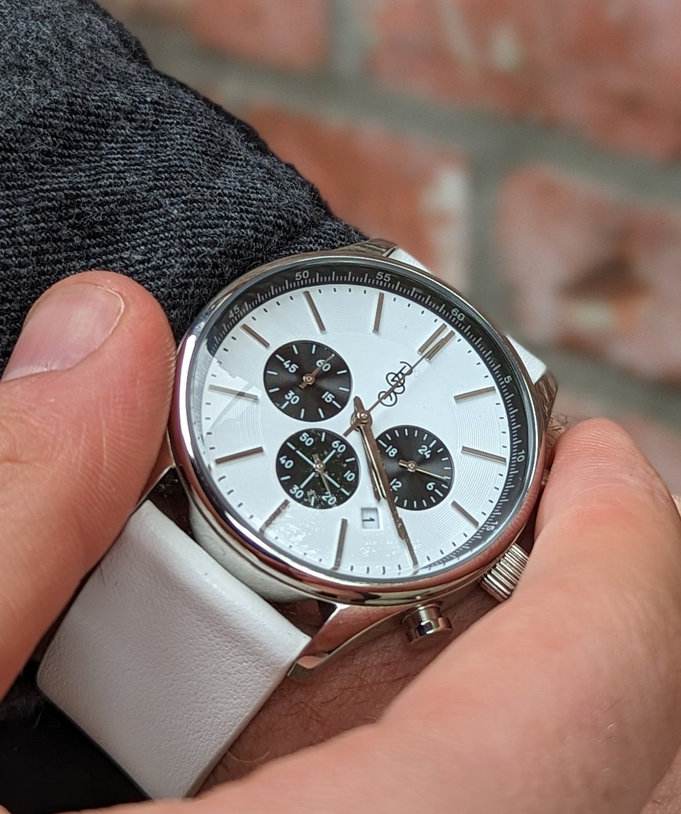 The Beyond Boring Watch Company 41mm White and Black Chronograph
