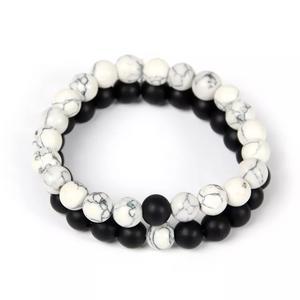 The Beyond Boring Watch Company 8mm Black and White Natural Stone Bracelet